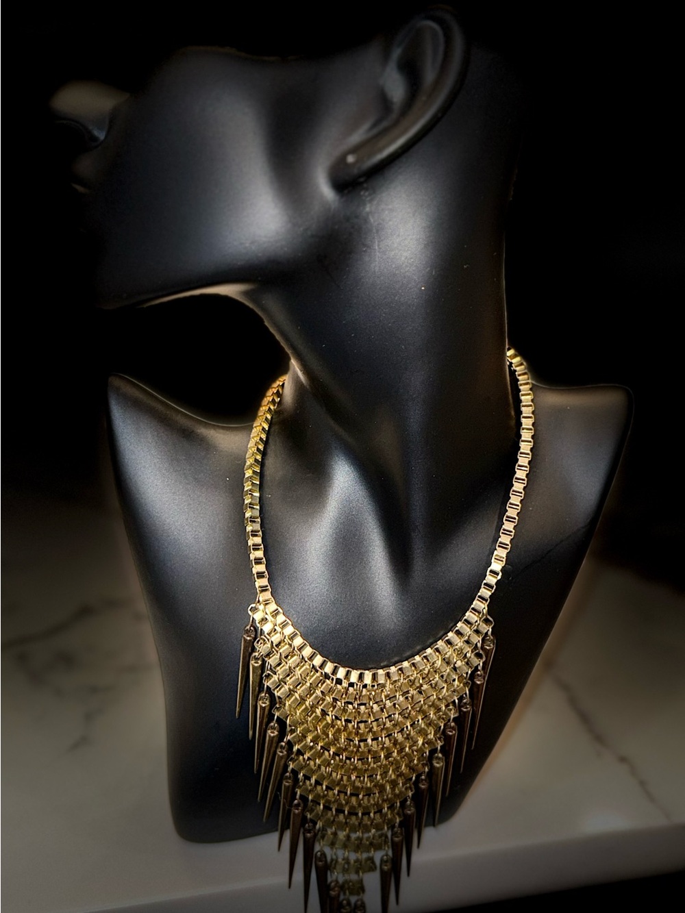 Gold Fringe Statement Necklace - Women Jewelry
